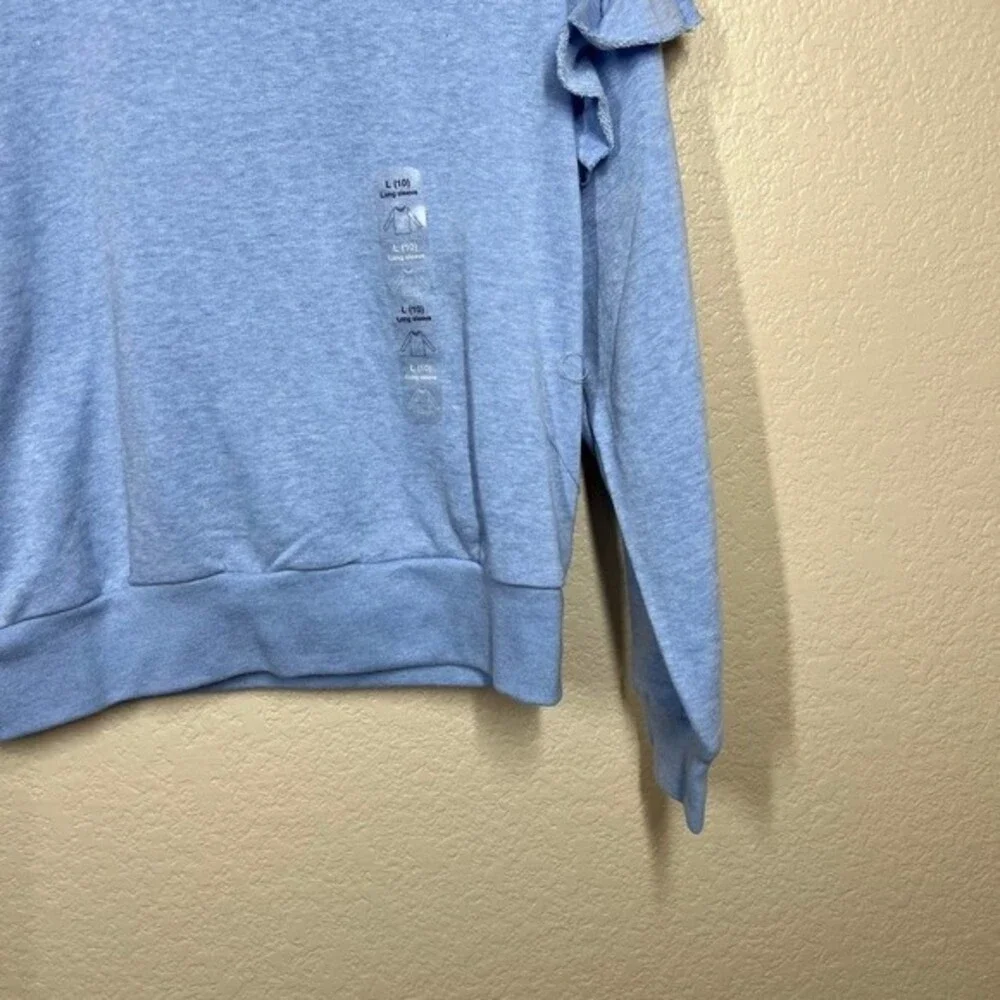 Gap kids blue sweater long sleeve sweatshirt ruffle detail on sleeve size L(10)